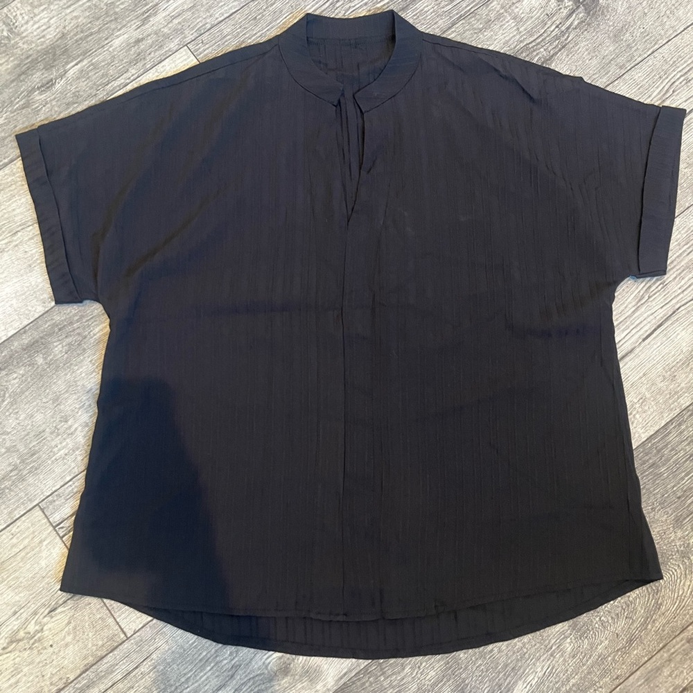 Shein Women’s Plain‎ Solid Black Short Sleeve Blouse Plus Size